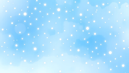 Fototapeta premium Abstract blue winter watercolor background. Sky pattern with snow. Light blue watercolour paper texture background. Vector water color design illustration, colorful
