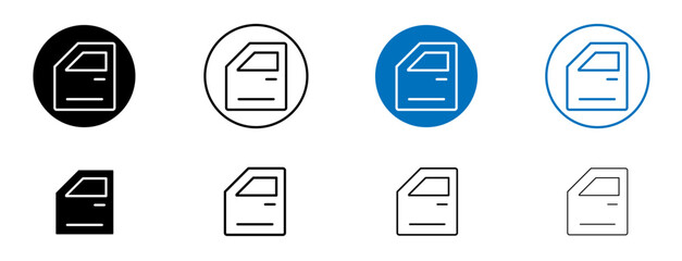 car door icon set in black and blue colors