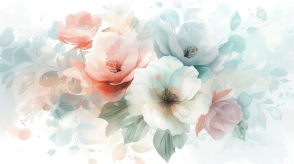 Fototapeta premium Elegant floral bouquet in soft pastel colors