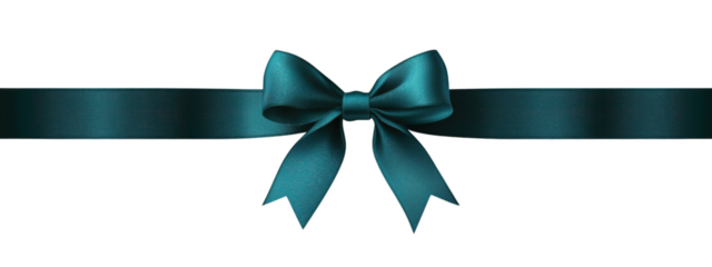 Elegant green bow on transparent background: shiny ribbon tied in a perfect knot
