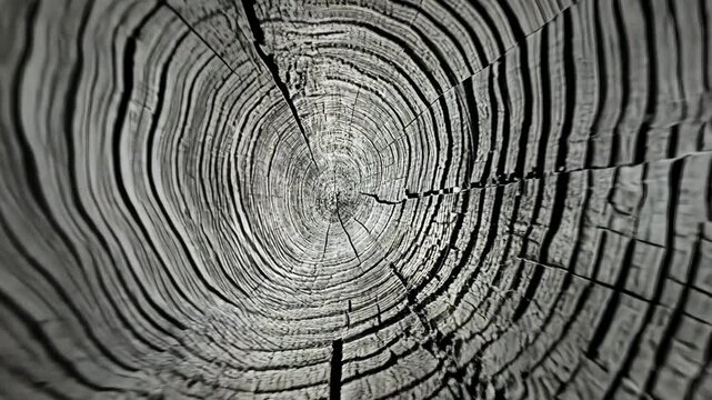 A close-up of tree rings, showing the age and growth of the tree