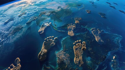 Environmental footprints across the globe - conceptual digital artwork
