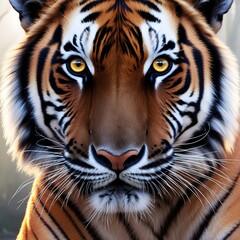 "Close-up Portrait of a Majestic Tiger with Piercing Golden Eyes in Nature"