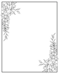 Obraz premium Floral outline frame decoration background for wedding invitation