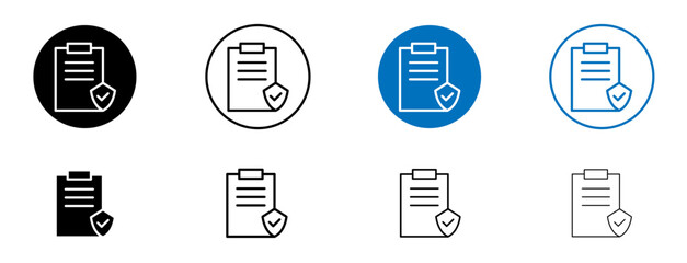 Contract coverage icon set in black and blue colors