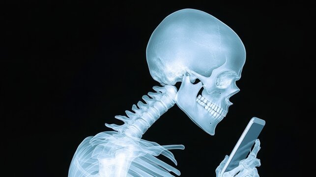 Effects of Text Neck Illustrated by Skeletal Posture with Phone