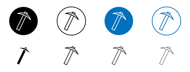 Pick axe icon set in black and blue colors