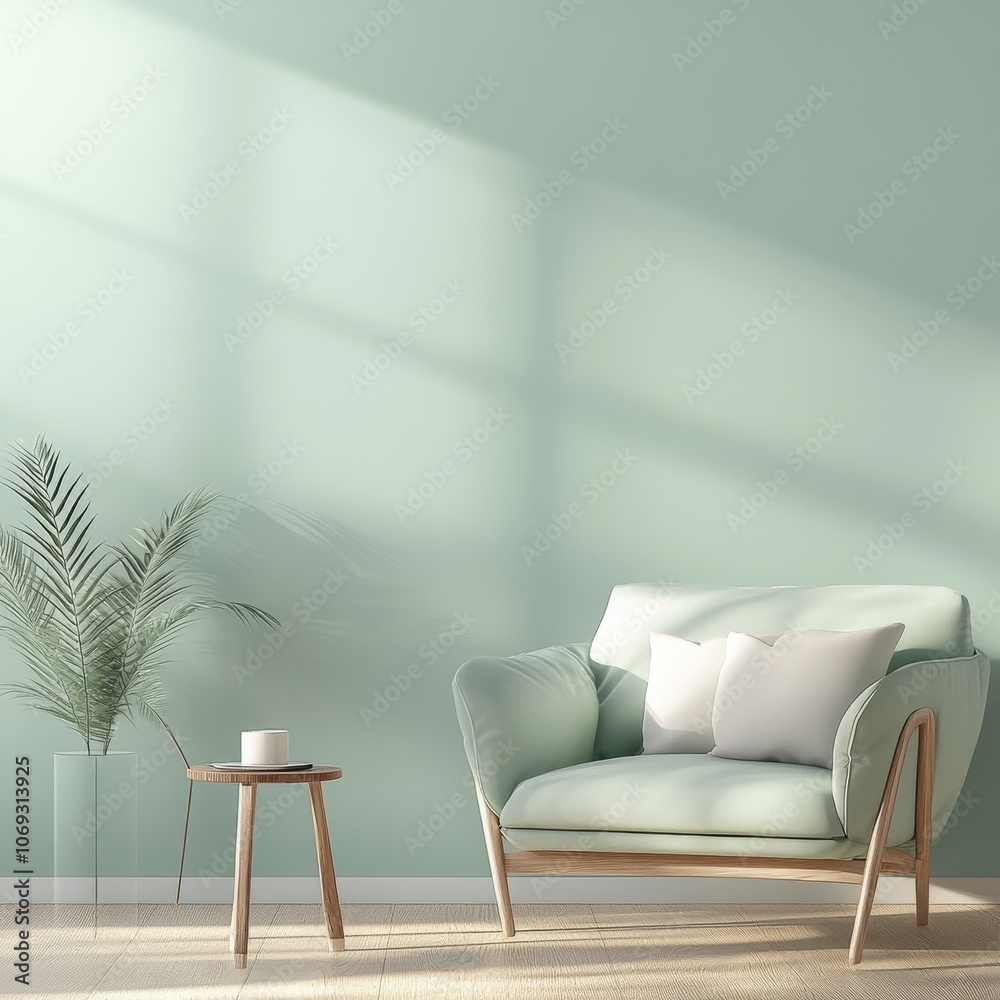 Leinwandbilder A soft green background that gradually fades from light to dark, creating a sleek and simple look.