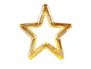 Shimmering golden star shape with a hollow center