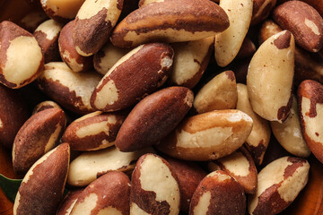 Texture of tasty Brazil nuts as background