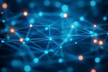 Obraz premium Abstract network connections with glowing nodes on dark background