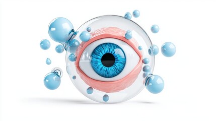 An iris of organic materials on a white background represents a futuristic bionic eye