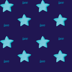 Obraz premium A calming pattern with blue stars and the word 