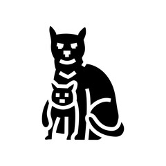 kitten mother cat breeding glyph icon vector. kitten mother cat breeding sign. isolated symbol illustration