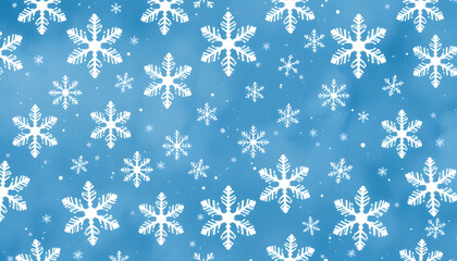 Seamless snowflakes pattern. Watercolor winter background for christmas wrapping paper, holidays decorations, doodle art