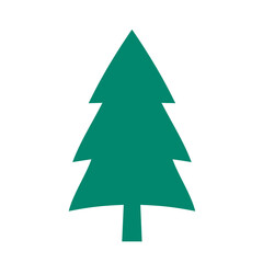 A Christmas tree silhouette with a prominent star at the top. Flat svg vector illustration isolated on transparent background