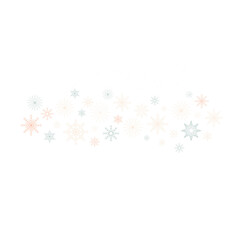 Snowflakes border. Christmas background for greeting card. Snowflake. Xmas ornament or design. Flat svg vector illustration isolated on transparent background