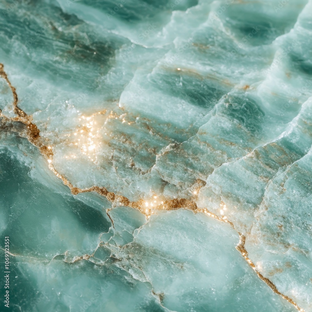 Poster a close-up photo of a shiny green marble surface. the image shows the natural patterns and sparkling