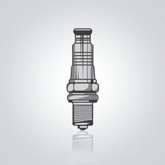Spark Plug, Plug icons, unique icons, plug, bike plug with a silver background, Vector illustration