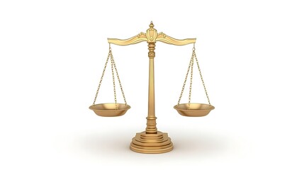 A gold-colored, ornate scale, balanced.