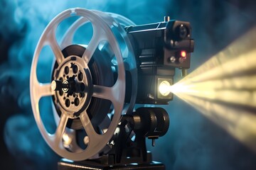 Obraz premium Vintage Film Projector Illuminating a Cinematic Scene