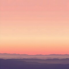 Obraz premium A tranquil sunrise over rolling purple mountains, with soft pastel hues blending into a serene sky, creating a peaceful and calming atmosphere.