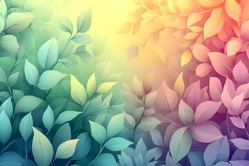A vibrant array of leaves in shades of green, blue, yellow, and purple, creating a serene and harmonious atmosphere. Perfect for nature-inspired designs.