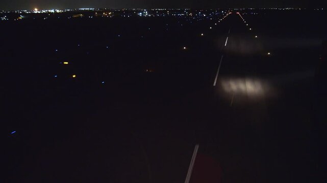 Runway Landing Airstrip with lights. Night