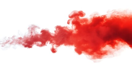 Red ink or dye clouds against a white background.