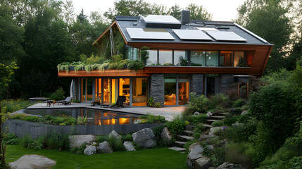 Obraz premium Sustainable Living: Eco-friendly home highlighting green lifestyle choices. 