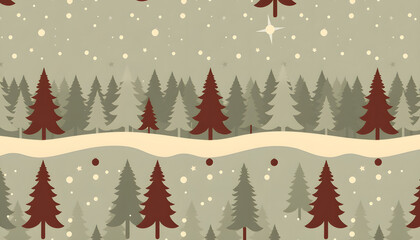 Obraz premium Vector christmas pattern, seamless winter background with trees, retro style