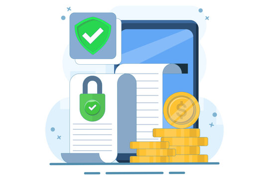 secure financial transaction flat design clip art preview