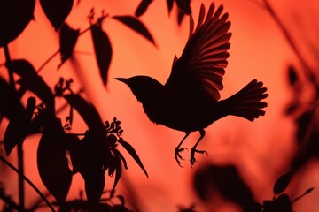 Obraz premium A bird is flying next to a tree