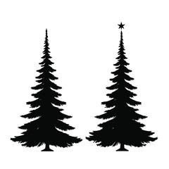 Obraz premium a black and white line drawing of a Christmas tree