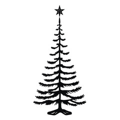 Obraz premium a black and white line drawing of a Christmas tree