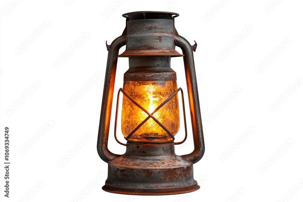 Poster Rusty lantern with a warm glow, perfect for adding ambiance to a scene or highlighting a path