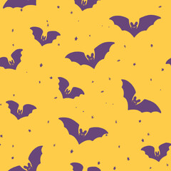 Seamless pattern Halloween bats night
