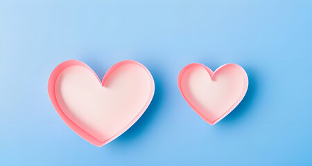 Two hearts are in a blue background
