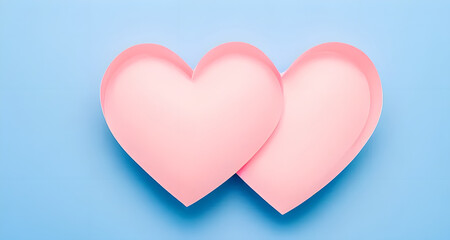 Two pink hearts are in a box