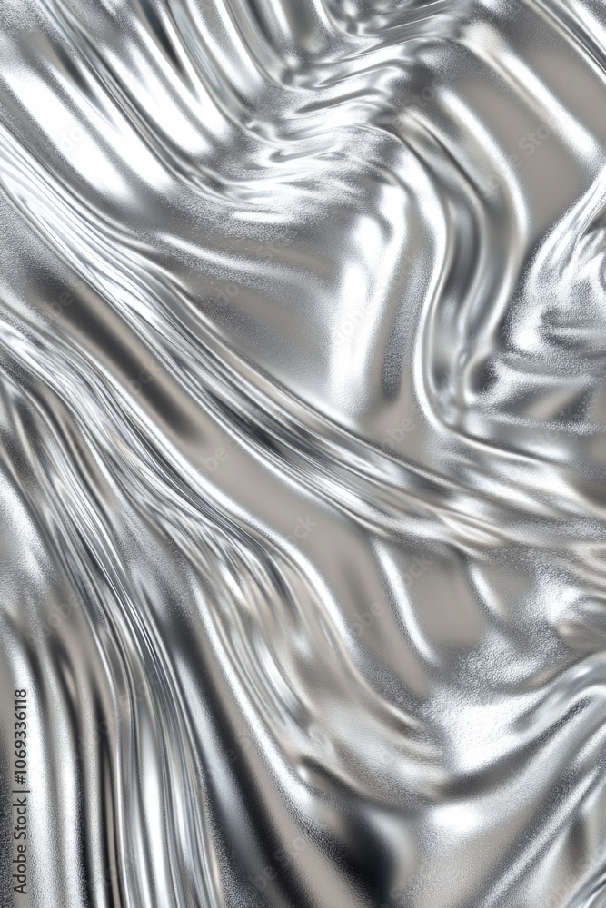 Poster close-up of shiny silver fabric with intricate details and texture