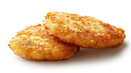 A close-up shot of two fried food items on a white surface