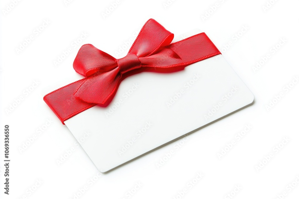Poster a simple yet elegant gift idea with a white card, tied with a red ribbon and adorned with a bow
