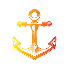 Sea anchor. Original vector illustration in vintage style. T-shirt design.