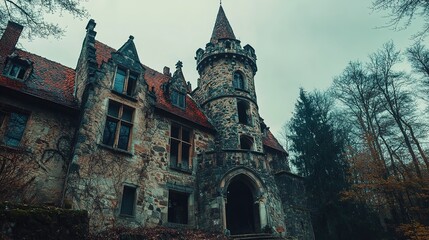Obraz premium Exploring an old, haunted castle with a local guide who shares ghost stories.