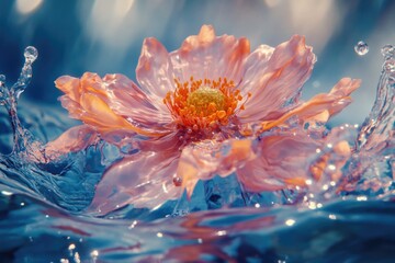 Fototapeta premium Close-up of a flower floating on the surface of calm water