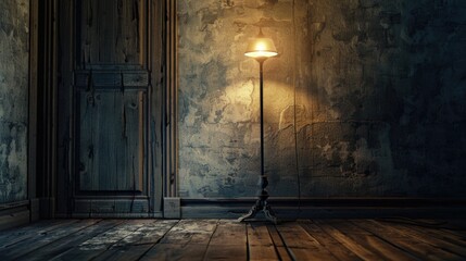 A simple lamp sitting on a wooden floor