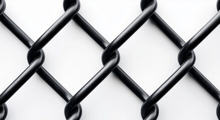 Rete metallica su sfondo bianco.