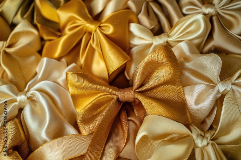 Poster a collection of colorful bows in a single frame, great for showcasing creativity and design