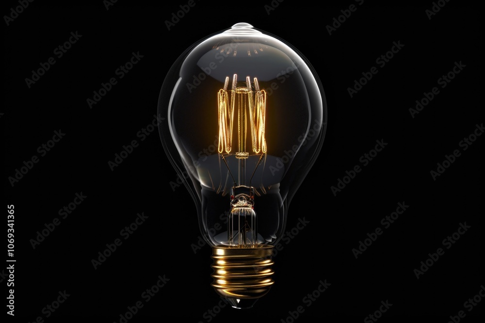 Poster A clear and simple image of a light bulb on a dark background, suitable for use in design or illustration projects