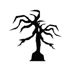Halloween tree silhouettes Illustration. Bare tree winter design isolated on white background.